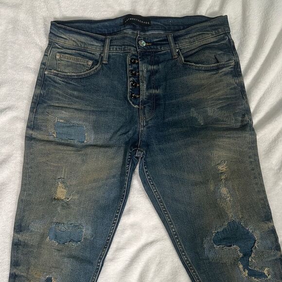 Artmeetschaos Men's Distressed Blue Jeans! Size 33